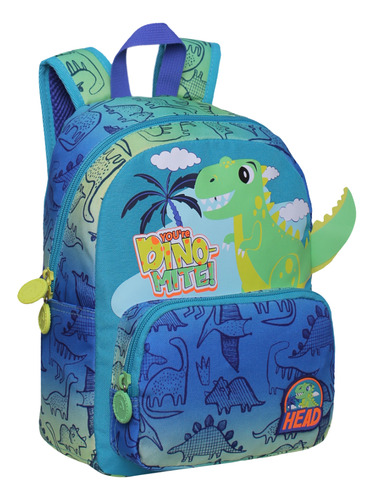 Mochila Infantil Pop Dino Faded Azdd Head Color Azul