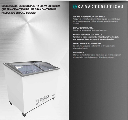 Congelador Horizontal Cristal Curvo Imbera Hf-10 + Regalo