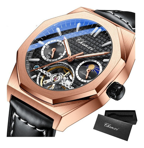 Relojes De Piel Chenxi Tourbillon Moon Phase