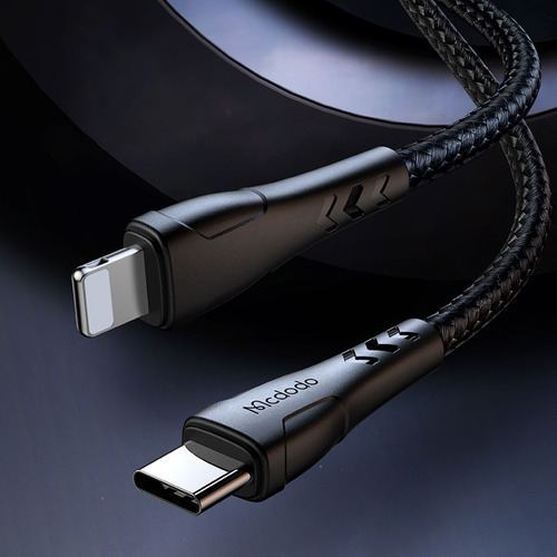 Imagen 5 de 9 de Cable Para iPhone Mcdodo Tipo C A Lightning Corto 20cm Negro
