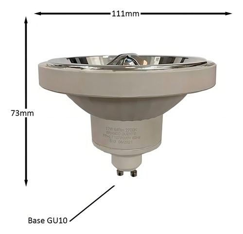Kit 2 Lâmpada Led Ar111 Luz Quente Forte Ângulo Fechado 10° Cor da luz 2700K (Branco-Quente) 127/220V