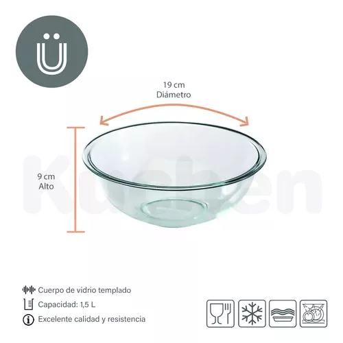 Bowl Pyrex Basics De Vidrio Templado Horno 1,5 L Kuchen