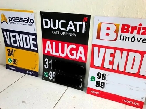 Placa P/ Imobiliária Ps 1mm 50x40 Personalizada 20 Unidades