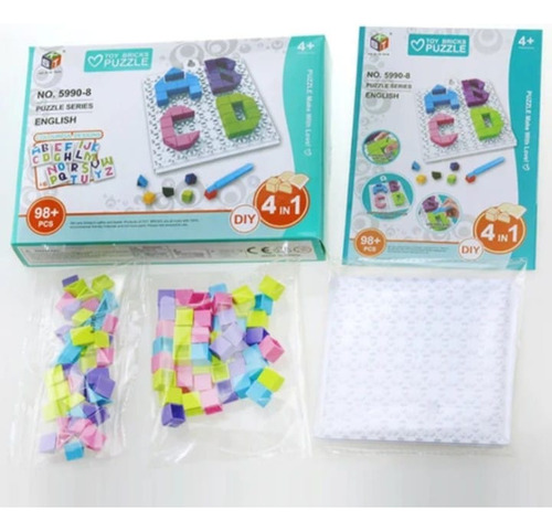 Puzzle Didactico 4 En 1 Abecedario 98 Piezas Bloques 3d.f