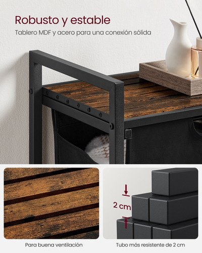 Vasagle Cesto De Ropa Sucia Con Tapa Un Bolsa Plegable Color Negro Liso