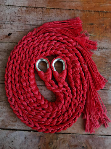 Soga Cuerda Para Hamaca Incluye Par De S Metalica Negra Color Rojo Color