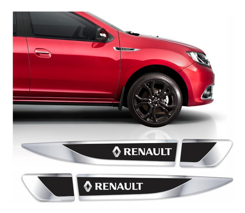 Adesivos Emblema Renault Sandero 3d Aplique Lateral Cromado
