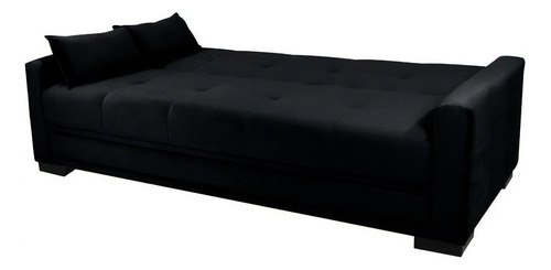 Sofá cama Grazi de 3 plazas, terciopelo negro inca