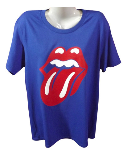 Camiseta Azul Con La Lengua Rock 55% Off