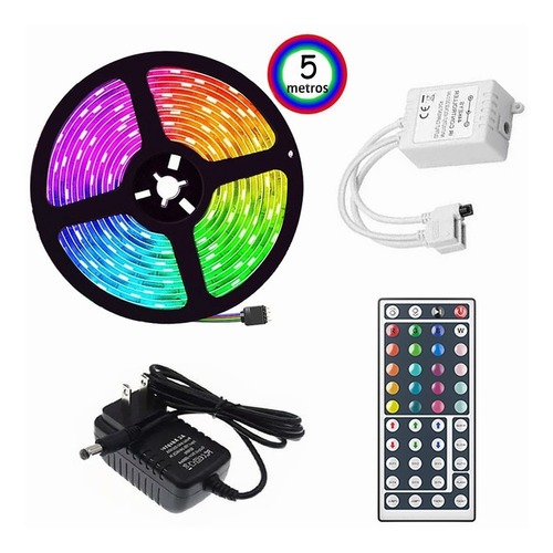 Tira De Luz Led Rgb 5m Multicolor Control Cuarto Decorar Cua