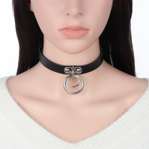 Gargantilla Gótica Con Cuello De Cuero Geométrico Negro Punk