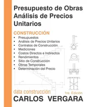 Comprar Libro: Presupuesto Obras Análisis Precios Unitarios: C
