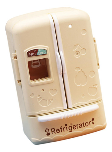 Muebles De Refrigerador De Doble Puerta En Miniatura Beige