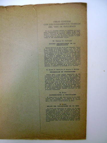 Test De Relaciones Objetales Phillipson Paidos Boedo Capital (Usado)