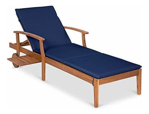 Camastro Chaise Lounge Con Mesa Auxiliar Y Ruedas Madera