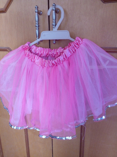 Tutu Para Niñas Rosado Con Borde De Lentejuelas