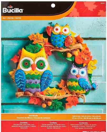 Imagen 1 de 6 de Adorno Navidad Bucilla Búhos P La Puerta P/ Confeccionar