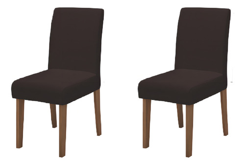 Conjunto Com 2 Cadeiras Estofada Sala de Jantar Trieste Siena Cedro Marrom Dobuê