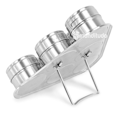 Porta Temperos E Condimentos Com Imã Em Aço Inox 12 Potes