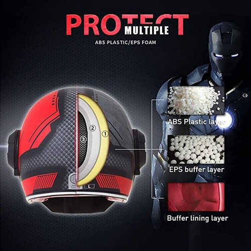 Casco Modular Unisex De Motocicleta Iron Man