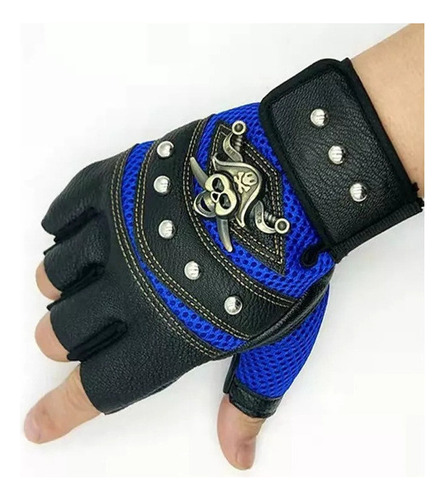 Guantes De Motociclismo Calavera Pirata Medio Dedo