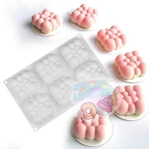 *molde Silicon 6 Burbujas Nubes Jabon Resina Yeso Pan Gelati