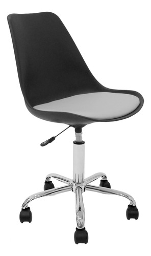 Silla Oficina Escritorio Pc Tulip Newmo Color Negro Asiento Gris Claro