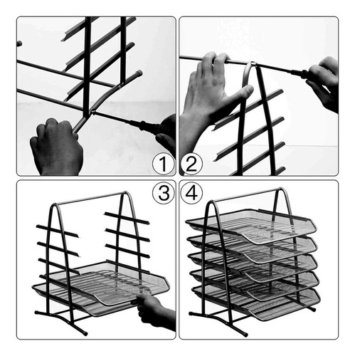 Charola Organizador Metalica Escritorio Bandeja De 5 Niveles Color Negro