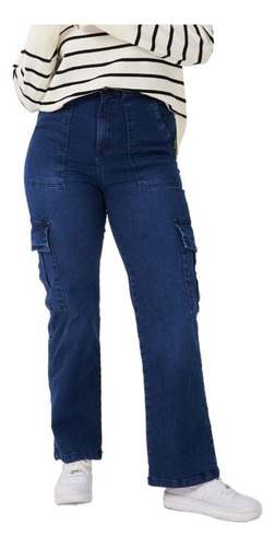 Jeans Cargo Mujer Elastizado, Wide Fit. Todos Los Talles 