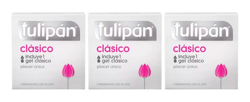 Tulipán Preservativos De Látex Clásico 3 Cajas X3u Discreto