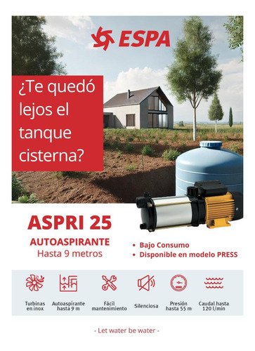 Bomba Centrifuga Elevadora 43m Espa Aspri 25 4 Autoaspirante