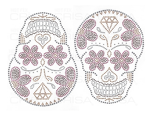 Plancha Strass Tacha Termoadhesiva Calavera Mexicana Catrina