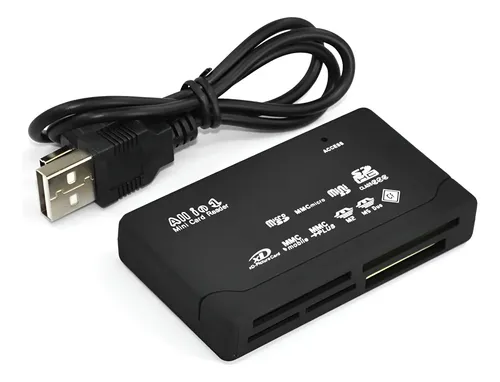 Leitor Cartão Memória Universal Sd Cf Microsd Compact Flash Preto