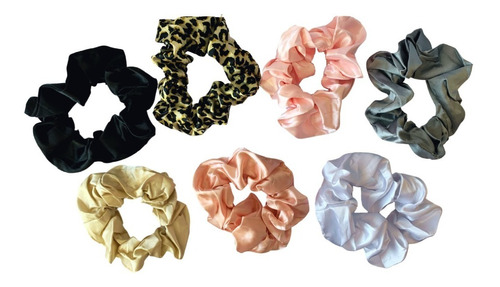 Scrunchies Liga Dona Cinta Para Cabello Satin Colores 7 Pza