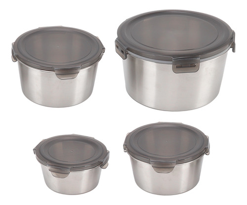 4 Piezas De Comida Redonda De Acero Inoxidable De Gran Capac