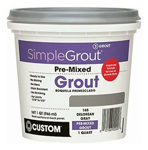 Custom Pmg165qt 1-quart Simple Premium Grout, Delorean Gray