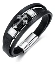 Comprar Pulseras De Cuero Para Hombres - Cruz Negro