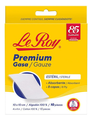 Gasa Esteril Le Roy 10x10 Cm Grande 10 Piezas