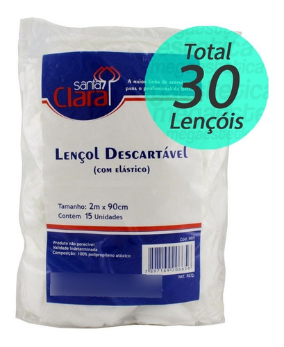 Lençol Descartável Maca Santa Clara Elástico 30un 2 Pacotes