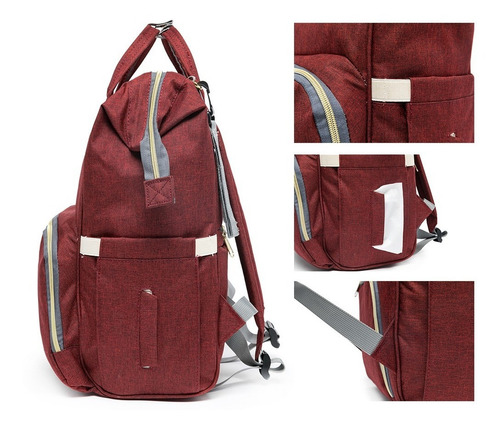 Bolsa Mochila Maternidade Lequeen Tradicional Bebê Moderna Cor Vinho