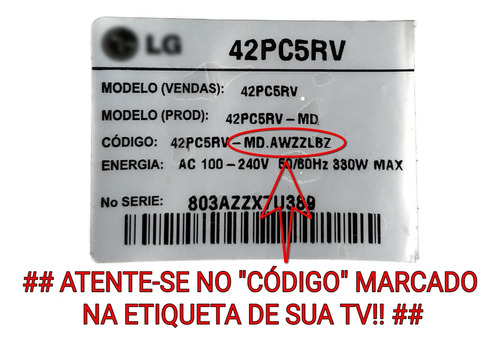 Placa T-con Tv 42pc5rv / Eax37799701