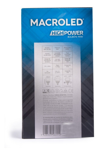 Imagen 4 de 8 de Ampolleta Para Galpon Más Potente! 90w E40 Macroled Bascotel