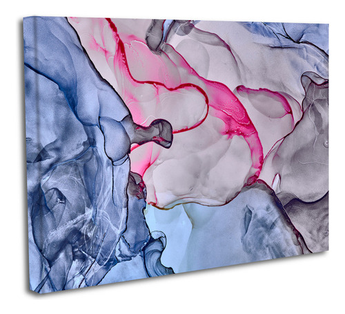 Cuadro Canvas 100x140cm Marmoleado Pintura Azul Morado Rosa