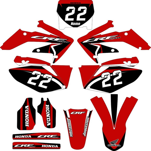 Adesivos Gráficos Trilha Crf-250r 2006 A 2007 Modelo Cfa-90