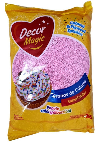 Granas De Color Decormagic Saborizada Para Decorar Torta 1kg Color Rosa Pastel