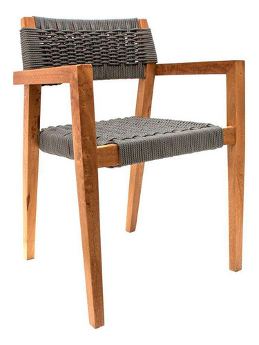 Silla Artesanal Madera Cuerda Morelia By Promobel Color de la estructura de la silla Natural Color del asiento Gris Diseño de la tela No aplica