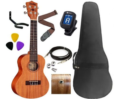 Kit Ukulele Shelby Su23m Elétrico + Acessórios Da Foto. 