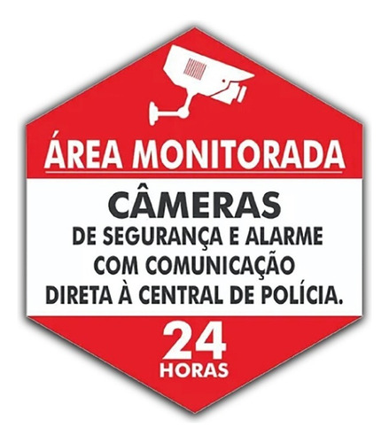 Placa Monitoramento 24 Horas Por Câmeras De Segurança 32x28