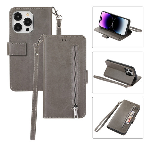 Funda Para Samsung Galaxy A7 2018/ A8 2018/ J4 2018, Funda Tipo Cartera Con Cierre, Correa Para La Muñeca, Función Atril