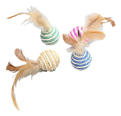 Juguetes Sisal Ball Tao Para Rascar De Sisal Con Plumas, Té